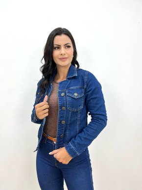 Jaqueta Jeans Com Elastano E Barra Tradicional