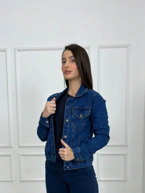 Jaqueta Jeans Tradicional Com Bolso 