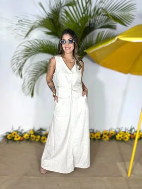 Saia Longa De Linho Bolso faca Com Fenda 