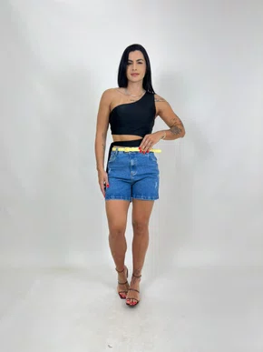 Shorts Jeans Boy Barra Tradicional Com Cinto  