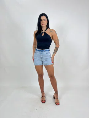 Shorts Jeans Com Cinto Barra Tradicional 