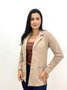 Blazer Feminino Color Bege Bolso Fake Decidida Jeans 