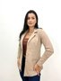 Blazer Feminino Color Bege Bolso Fake Decidida Jeans 