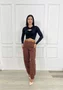 Calça Barrel Color Marrom Com Cinto  
