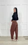 Calça Barrel Color Marrom Com Cinto  