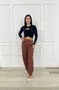Calça Barrel Color Marrom Com Cinto  