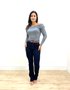 Calça Boot Cut Carbono Bolso Faca Com Cinto