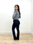 Calça Boot Cut Carbono Bolso Faca Com Cinto