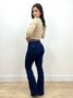 Calça Boot Cut Chapa Barriga Com Cinto 