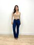 Calça Boot Cut Chapa Barriga Com Cinto E Barra