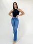 Calça Boot Cut Jeans Barra Dobrada Com Cinto 