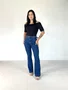 Calça Boot Cut Jeans Com Cinto