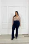 Calça Boot Cut  Jeans Com Cinto  Plus  