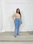 Calça Boot Cut Jeans Plus Com Cinto  