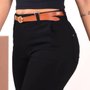 Calça Boot Cut Preta Bolso Faca Com Cinto 