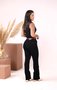 Calça Boot Cut Preta Bolso Faca Com Cinto 