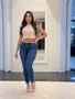 Calça Cigarrete Jeans Power Com Lixados E Cinto 