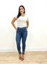 Calça Cigarrete Jeans  Power Com Perolas Na Barra 