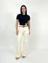 Calça Color Wide Leg Chapa Barriga Com Cinto 
