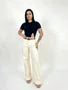 Calça Color Wide Leg Chapa Barriga Com Cinto 