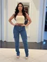 Calça Jeans Perna Reta Cargo Com Cinto  
