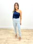 Calça Jogger Com Elastico E Corrente Na Cintura E Botoes Laterais 