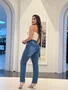 Calça Mom bag Bolso Faca Com Cinto 
