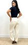 Calça Mom De Linho Com Cordao Na Cintura E Bolsos 