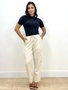 Calça Mom De Linho Com Cordao Na Cintura E Bolsos 