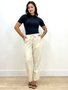 Calça Mom De Linho Com Cordao Na Cintura E Bolsos 