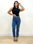 Calça Mom Jeans Com Penses A Frete E Cinto 