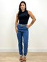 Calça Mom Jeans Com Penses A Frete E Cinto 