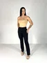 Calça Perna Reta Jeans Com Bolso Faca E Cordao 