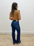 Calça Perna Reta Jeans Com Cinto  Pala Reta