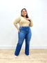 Calça Perna Reta Jeans Plus Com Cinto 