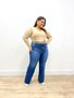 Calça Perna Reta Jeans Plus Com Cinto 