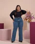 Calça Perna Reta Jeans Plus Com Cinto  