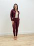 Calça Skinny Bordo Com Cinto E Bolso Faca 
