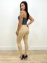 Calça Skinny Color Bege Com Botao Forrado 