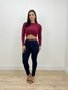 Calça Skinny Jeans Azul Carbono Com Cinto  