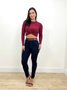 Calça Skinny Jeans Azul Carbono Com Cinto  