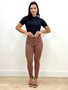 Calça Skinny Jeans Color Marrom Com Cinto E Barra