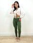 Calça Skinny Jeans Color Verde Com Cinto 