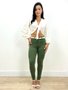Calça Skinny Jeans Color Verde Com Cinto 