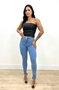 Calça Skinny Jeans Com Brilho E Cinto 