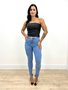 Calça Skinny Jeans Com Brilho E Cinto 