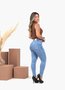 Calça Skinny Jeans Com Elastano E Barra Tracional Com Cinto 