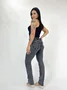 Calça Skinny Jeans Preta Estinada Barra Com fenda 