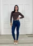 Calça Skinny Jeans Tradicional Com Cinto Tigrado 