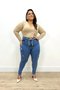 Calça Skinny Power Com Lixados E Cordao Na Cintura Plus 